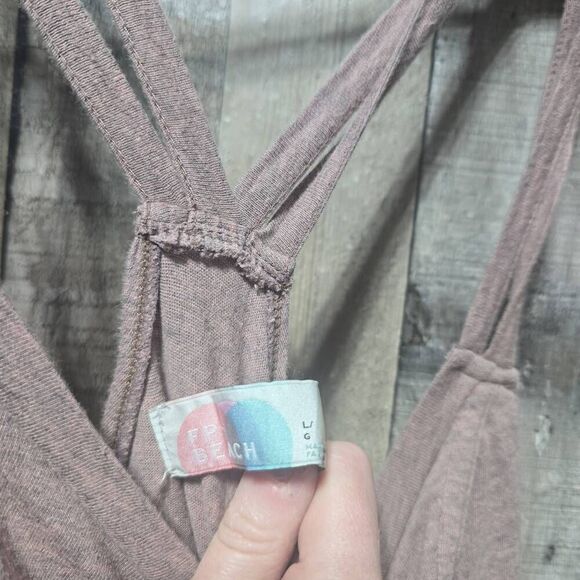 Free People FP Beach Tunic Tank Top Dress Large Pink Sleeveless Crossback Boho - Picture 3 of 4